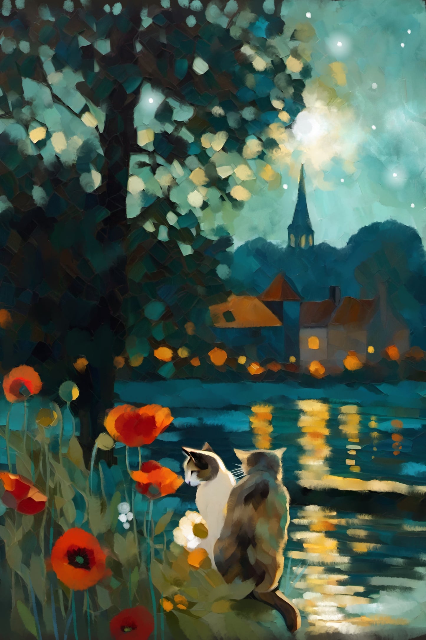 A Tale Of Two Kitties - Illustrated Print by Thomas Little