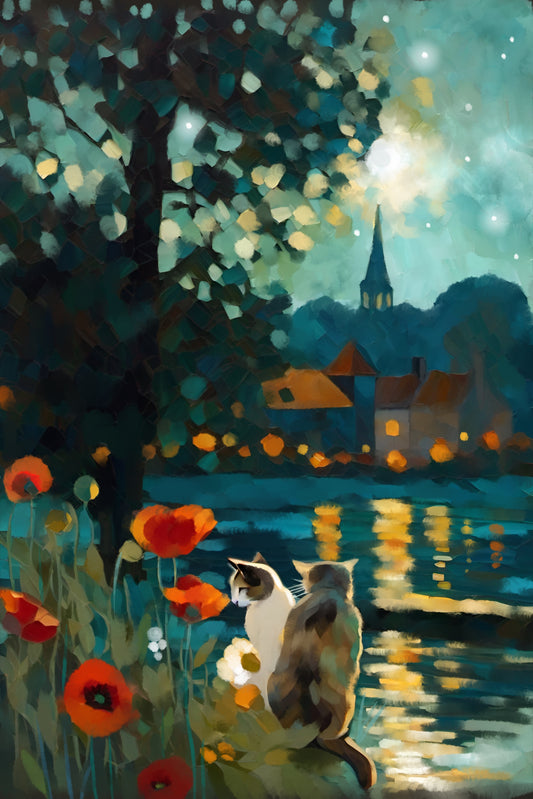 A Tale Of Two Kitties - Illustrated Print by Thomas Little
