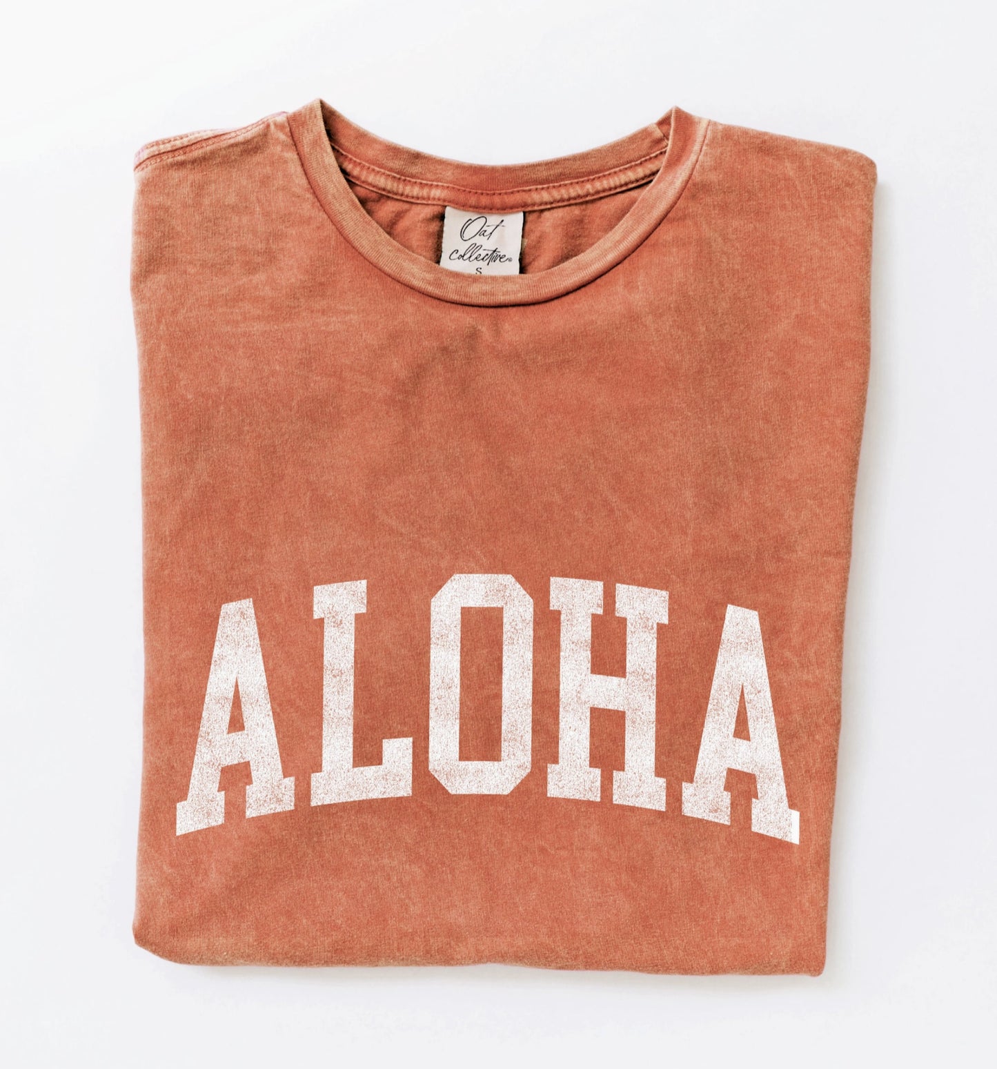 Aloha Mineral Graphic Top T-Shirt (Pumpkin color) - by OAT COLLECTIVE