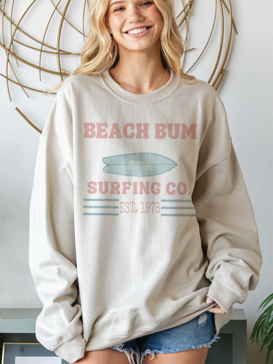 Beach Bum Surfing Co Oversized Graphic Sweatshirt - by BLUME & CO.®