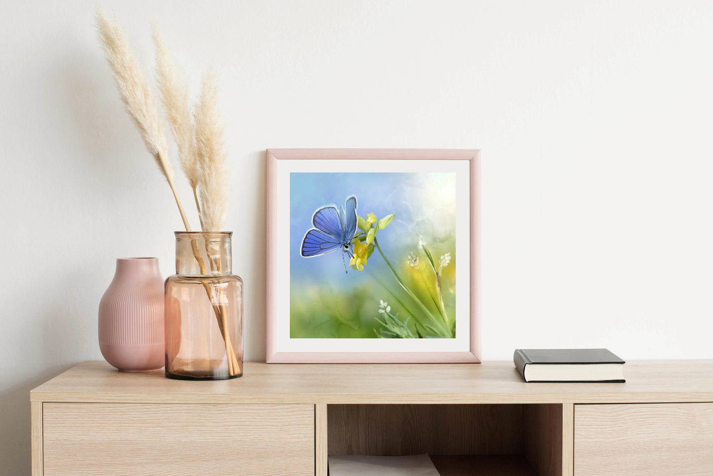 Blue Butterfly Yellow Bloom - Illustrated Print by Thomas Little