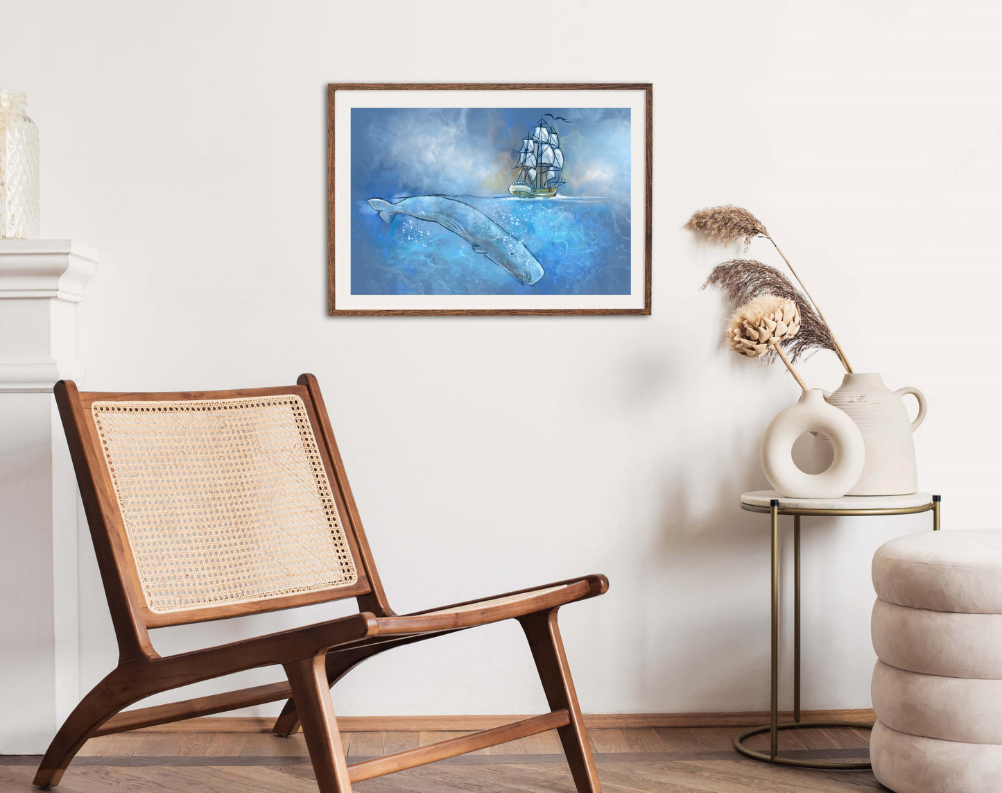 Blue Ocean Horizon - Illustrated Print by Thomas Little