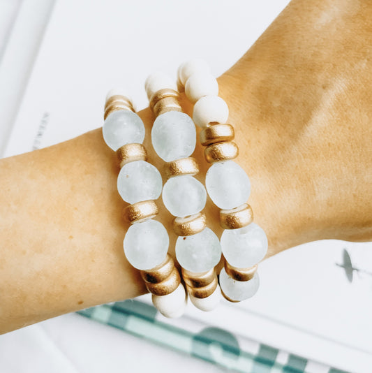 Blue Recycled Sea Glass Bracelet - by Forever Faye