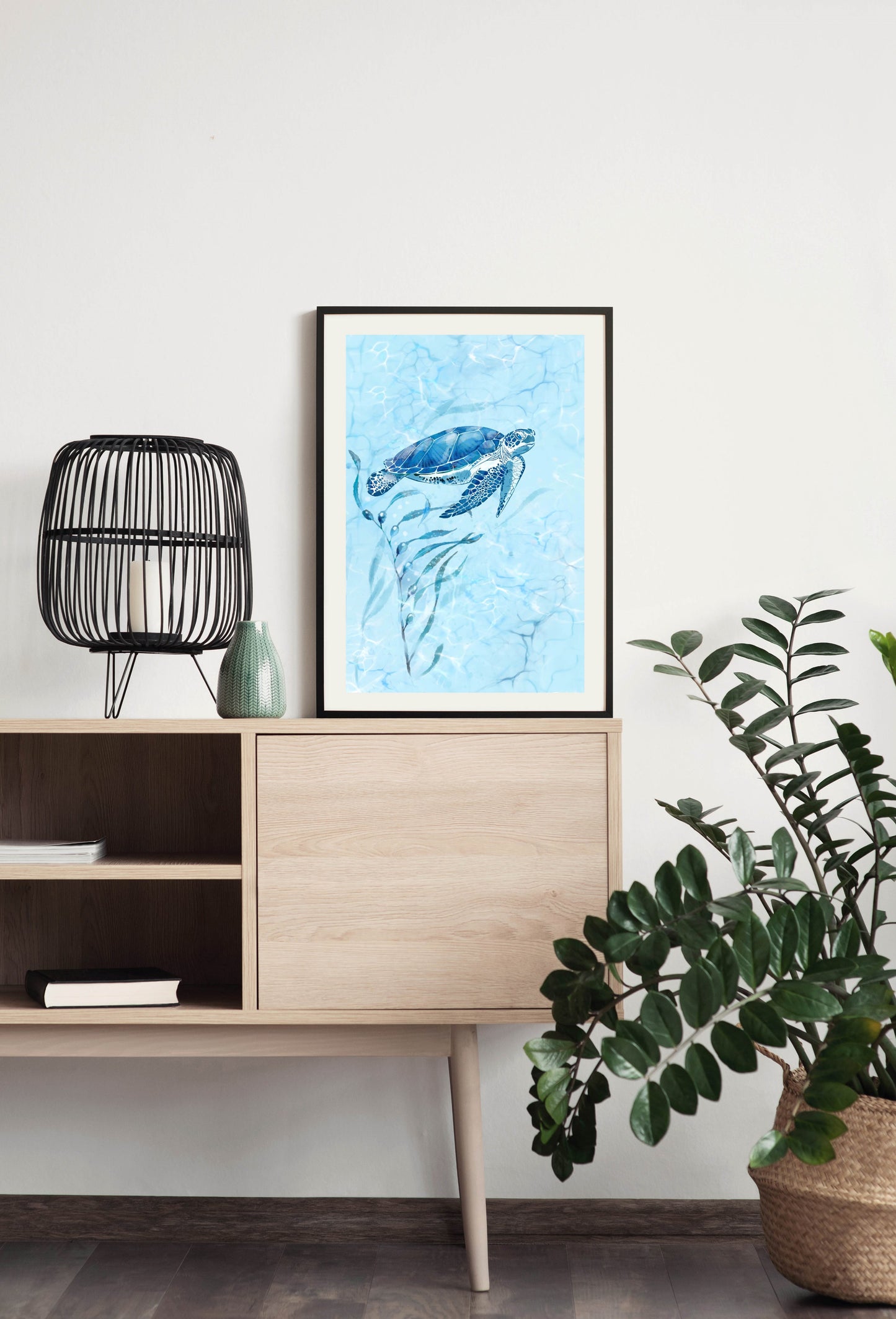 Blue Sea Turtle - Illustrated Print by Thomas Little