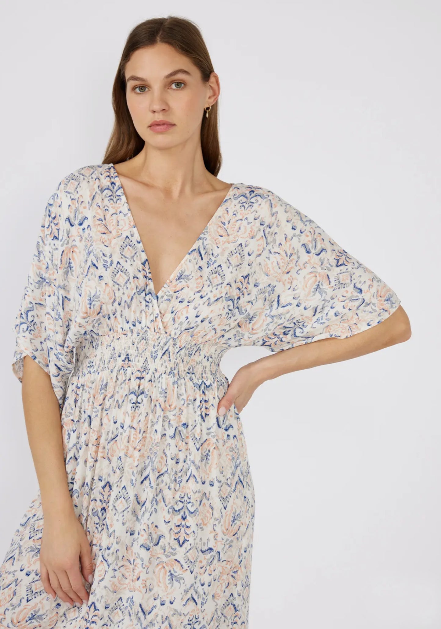 Bohemian Smocked Kimono Sleeve Maxi Dress - by Lovestitch®