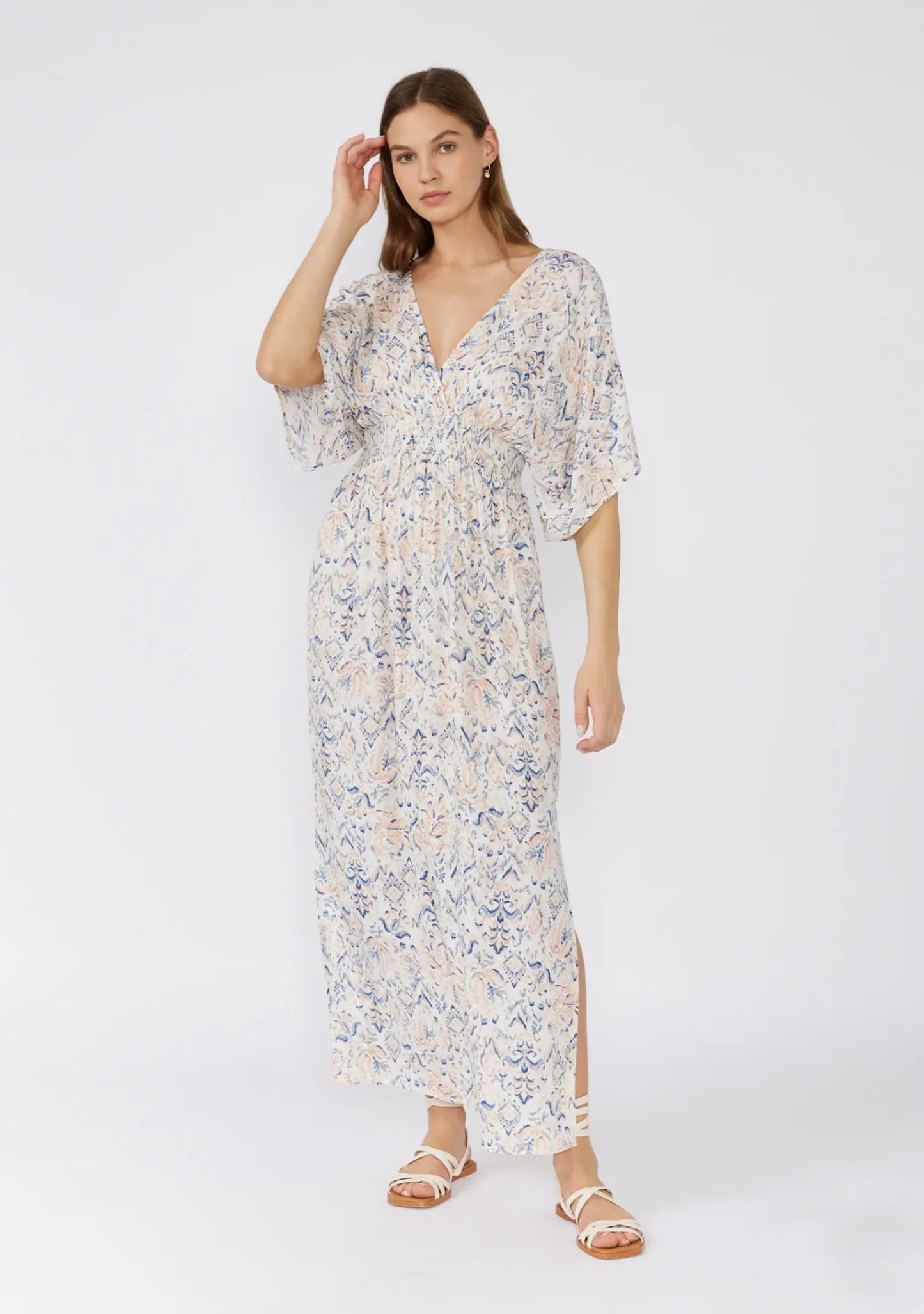Bohemian Smocked Kimono Sleeve Maxi Dress - by Lovestitch®
