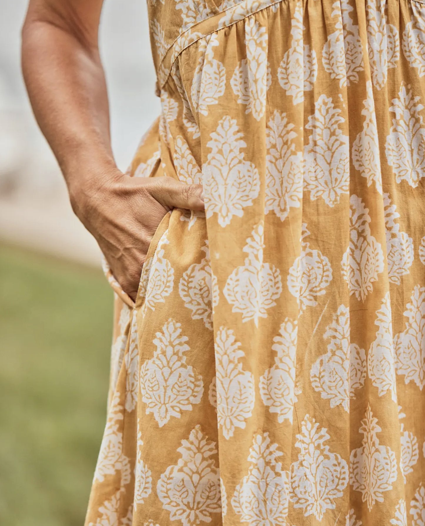 Bonnie Blockprint Dress - Gold - by April Cornell Apparel®
