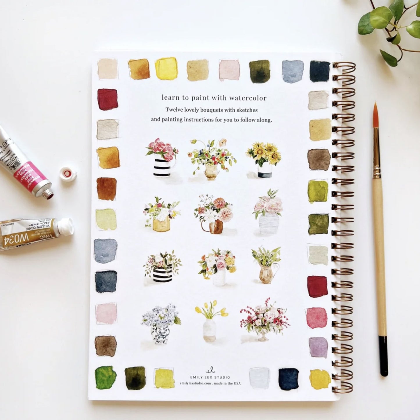 Bouquets Watercolor Workbook - by Emily Lex Studio