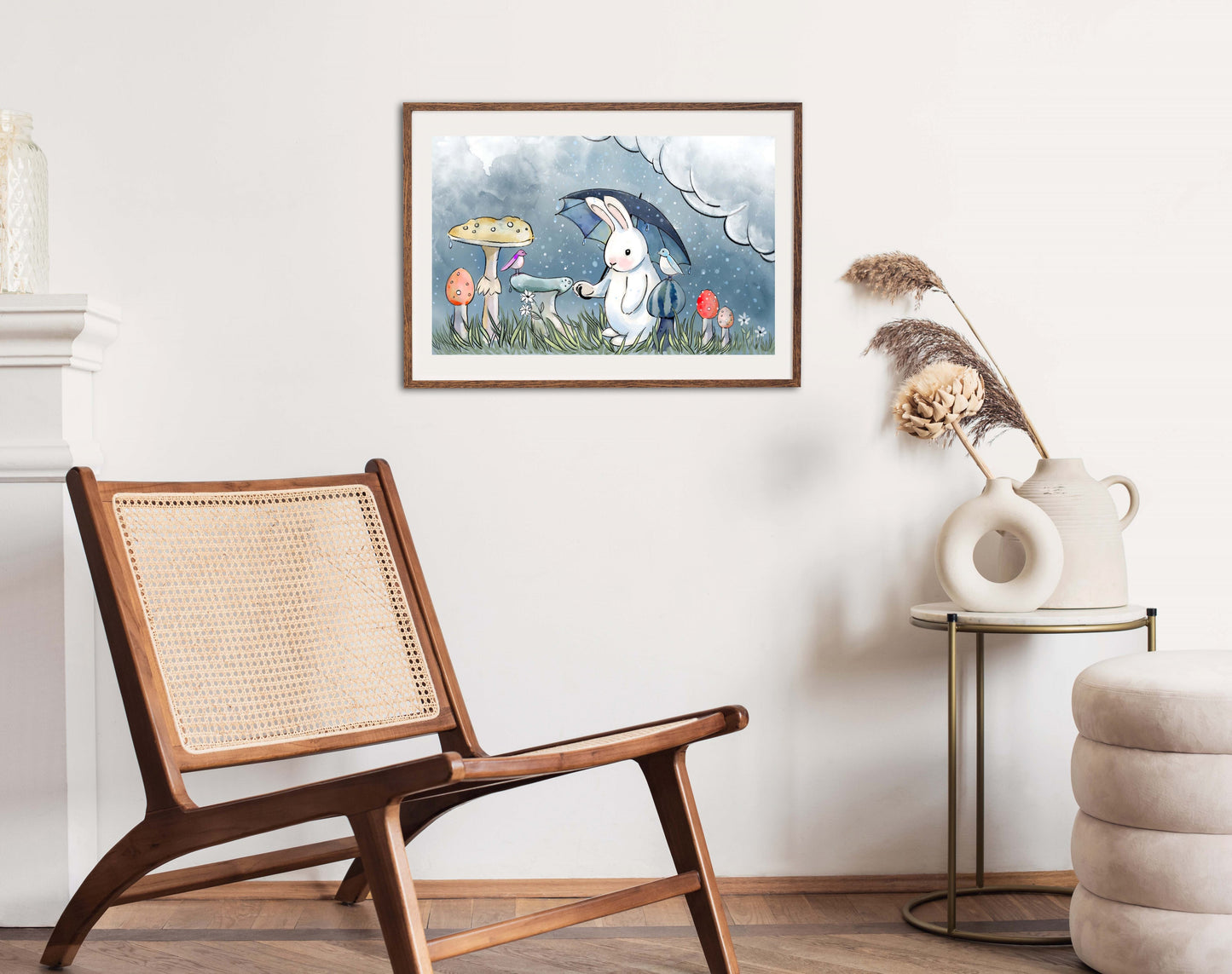 Bunny in the Rain - Illustrated Print by Thomas Little