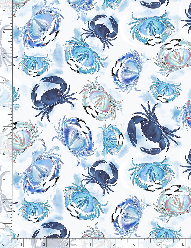 Crabs - Fabric By The Yard - 100% cotton quilt weight fabric - CD1302
