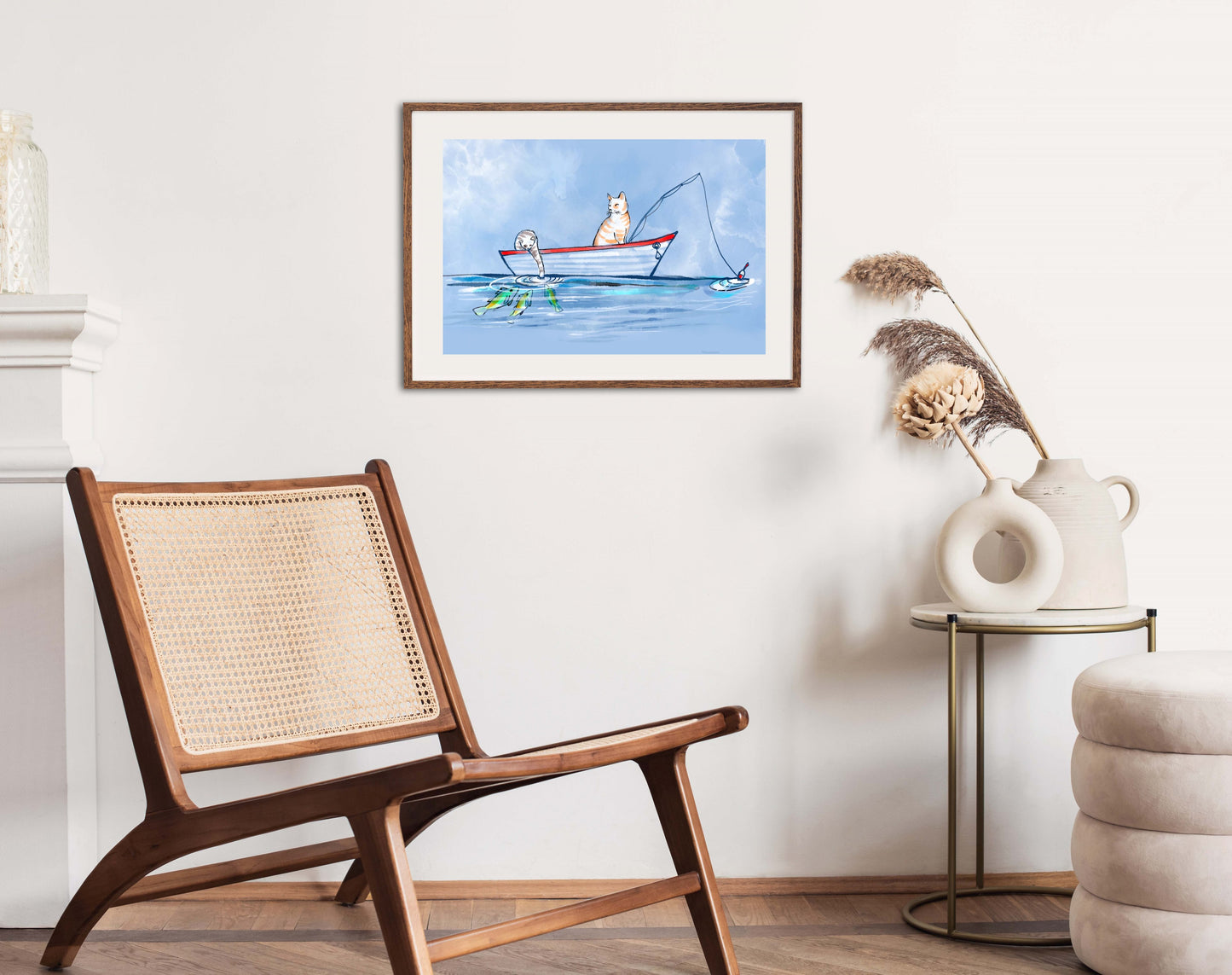 Catfishing - Illustrated Print by Thomas Little