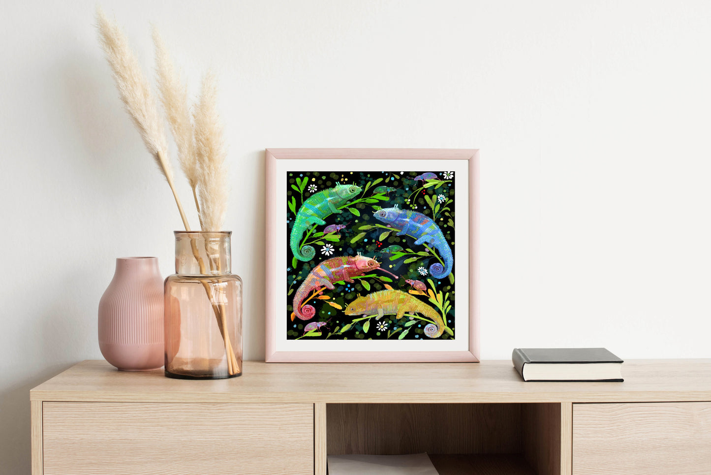 Colorful Chameleons - Illustrated Print by Thomas Little