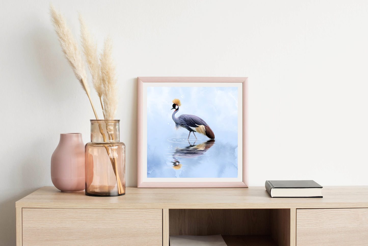 Contemplating Crane - Illustrated Print by Thomas Little