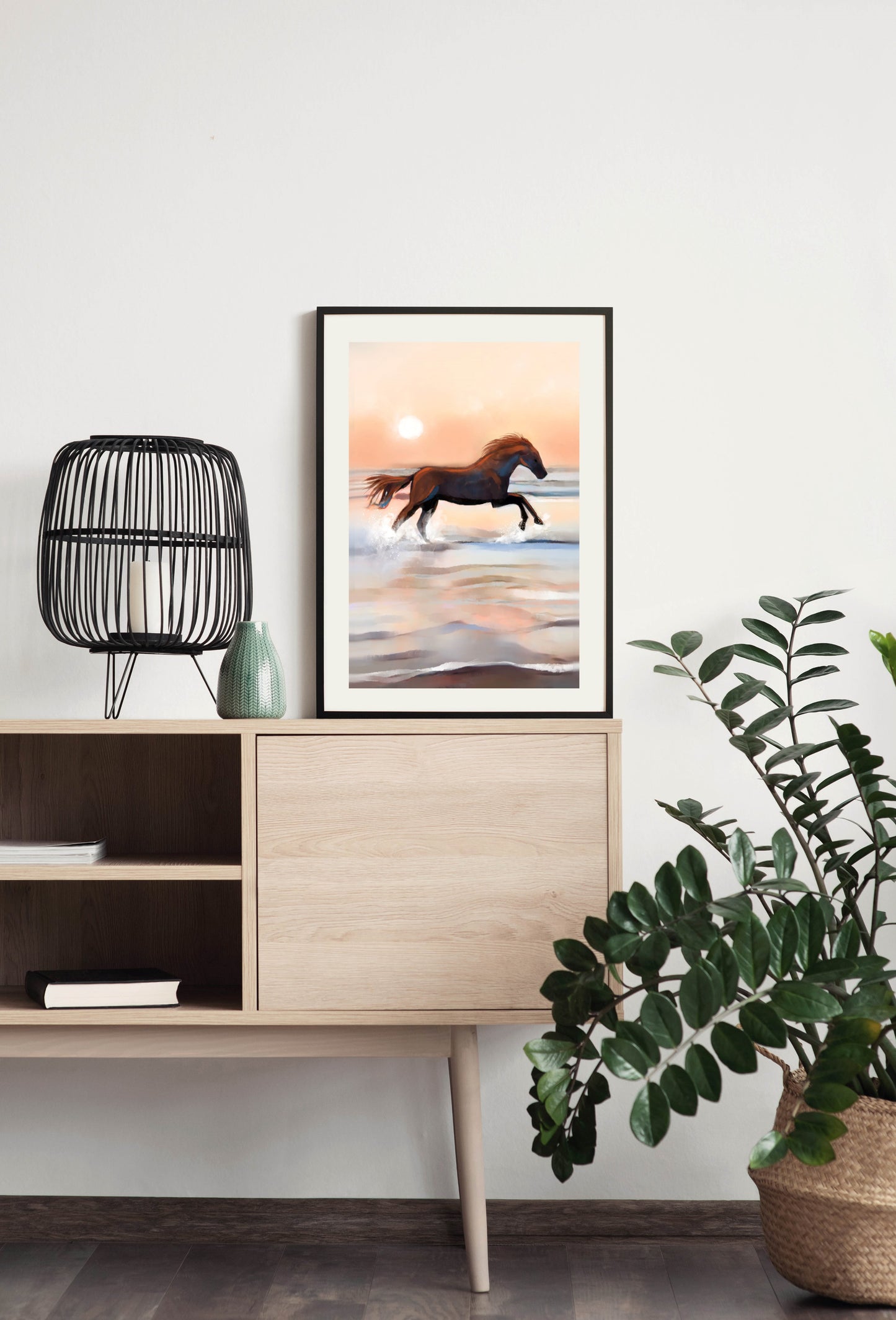 Cooper Horse In The Surf - Illustrated Print by Thomas Little