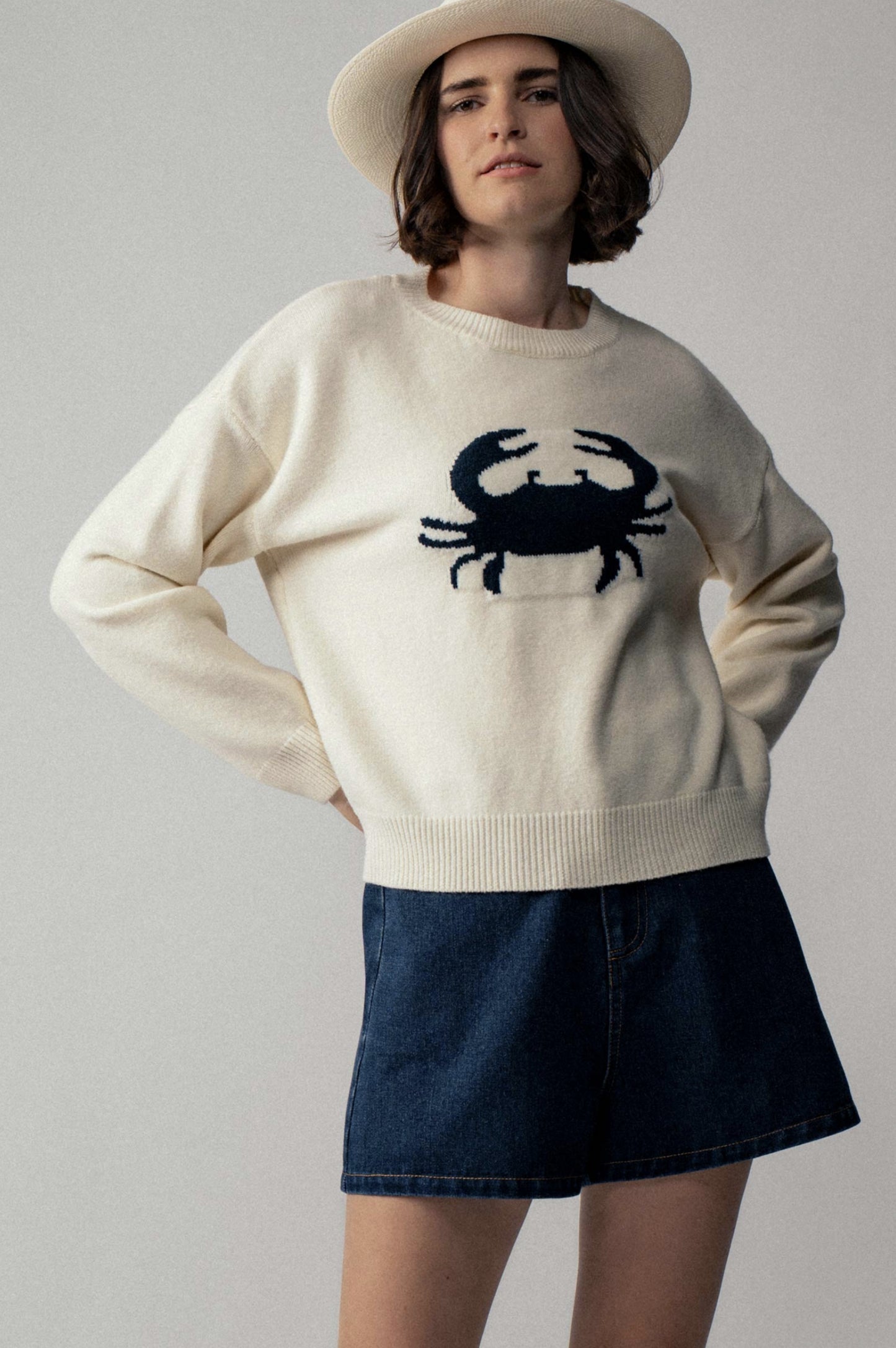 Crab Graphic Relaxed Knit Sweater - by Urban Daizy®