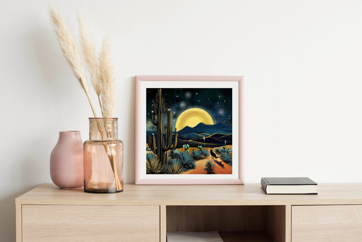 Desert Moonrise - Illustrated Print by Thomas Little