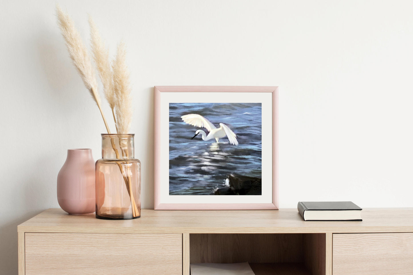 Egret Fishing - Illustrated Print by Thomas Little