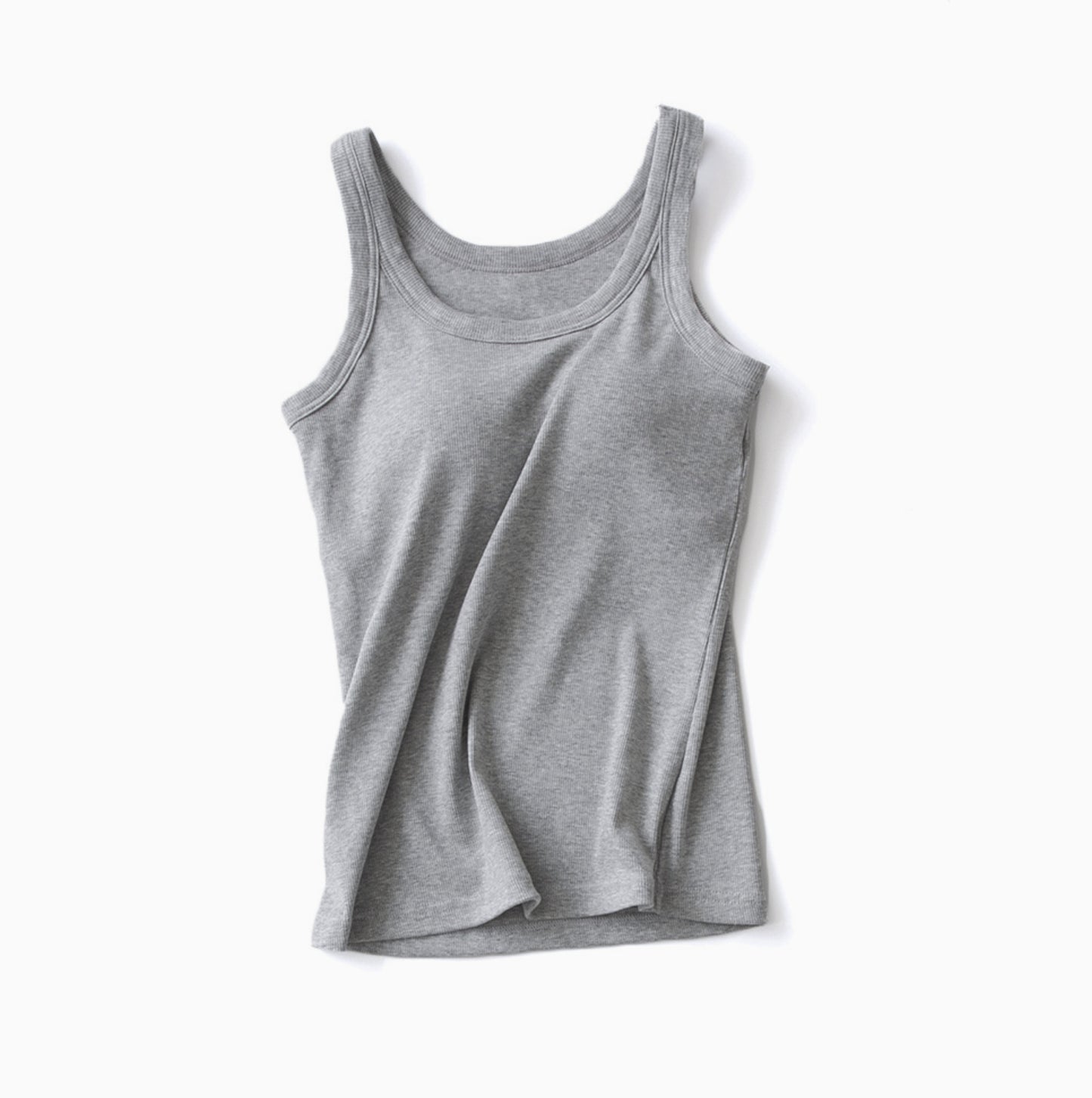 Essential Basic Rib Tank Top with Built in Bra - Heather Gray color - by Rosa Clothing®