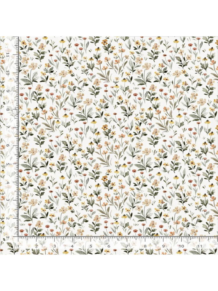 Flower Power (Cream Color) - Clara Jean Design DCJ3460 - Fabric By The Yard - 100% Cotton