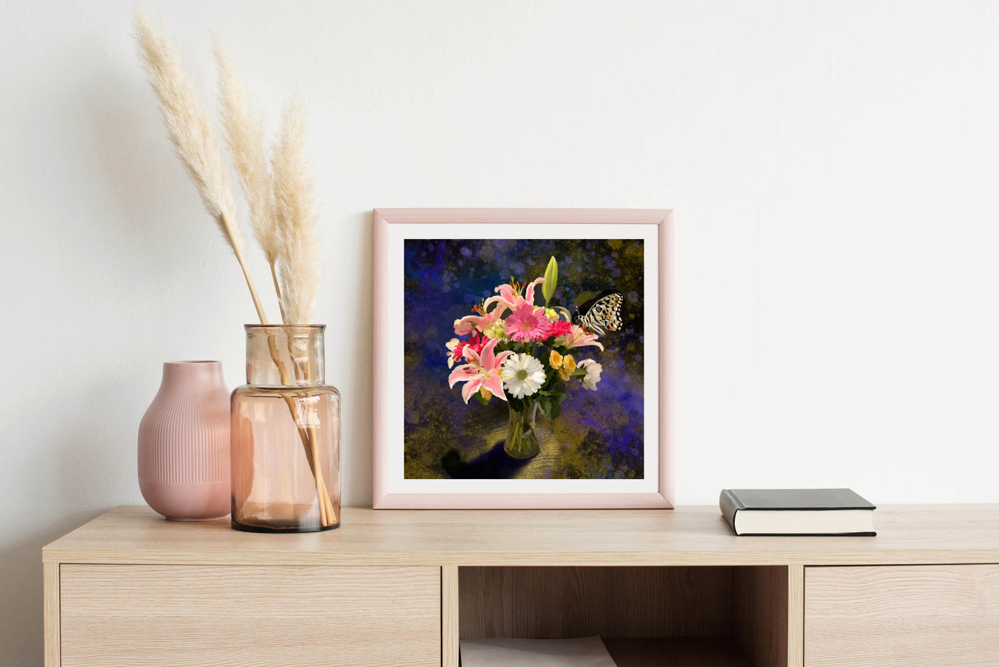 Flower Vase and Butterfly - Illustrated Print by Thomas Little