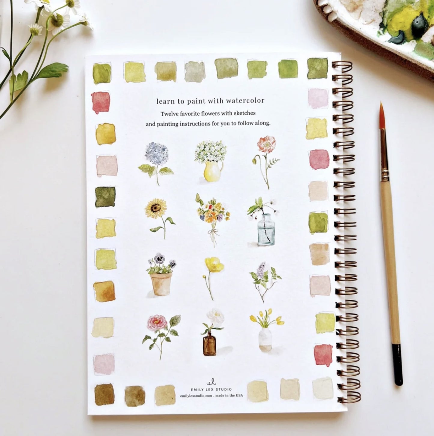 Flowers Watercolor Workbook - by Emily Lex Studio