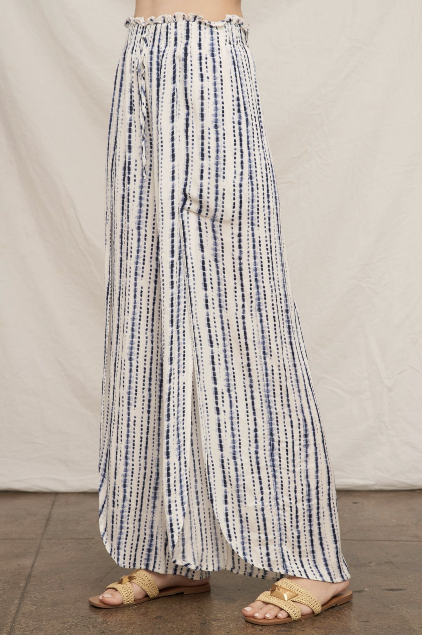 Front Slit Striped Pants - by En Creme®