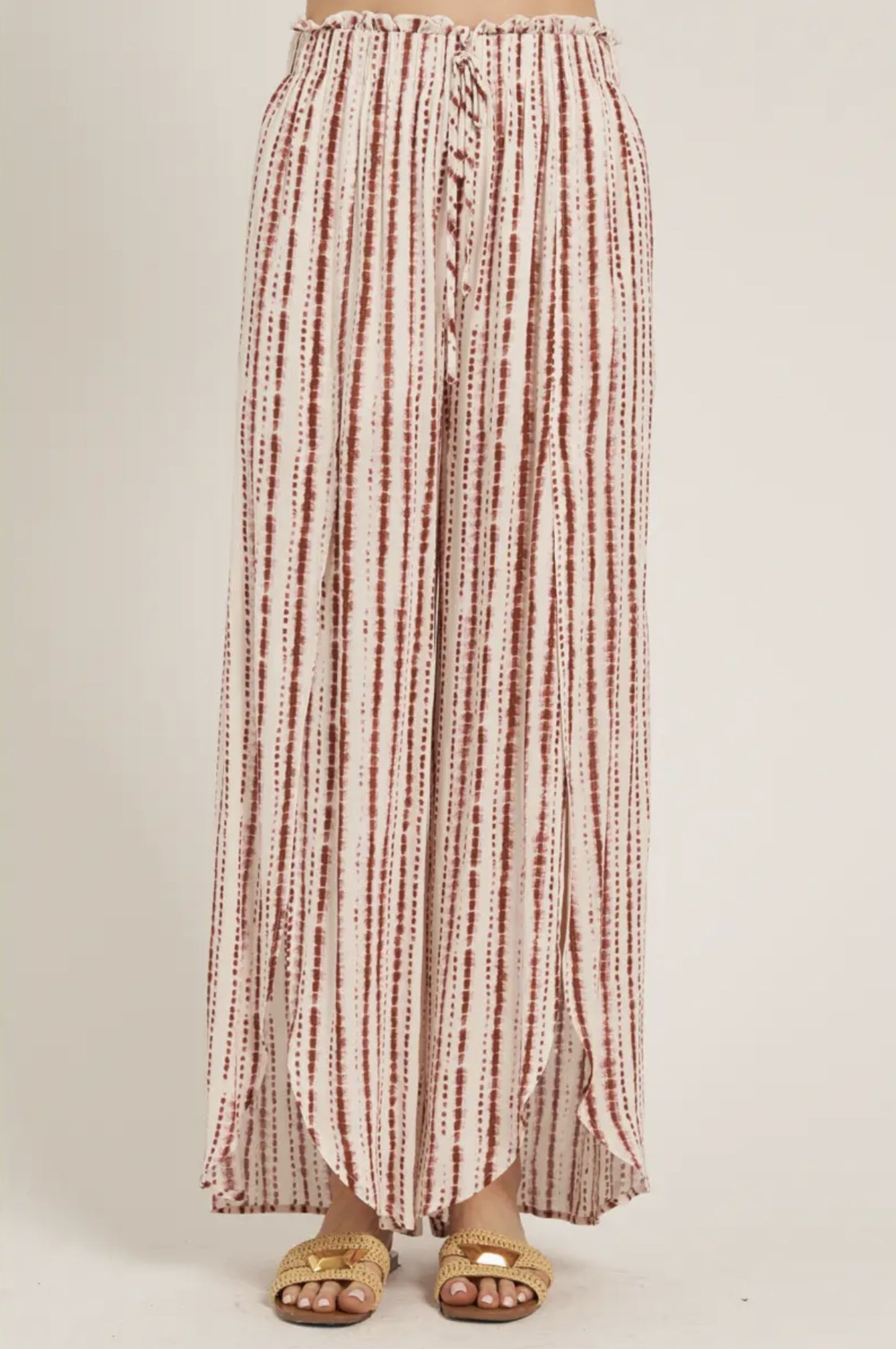 Front Slit Striped Pants - by En Creme®