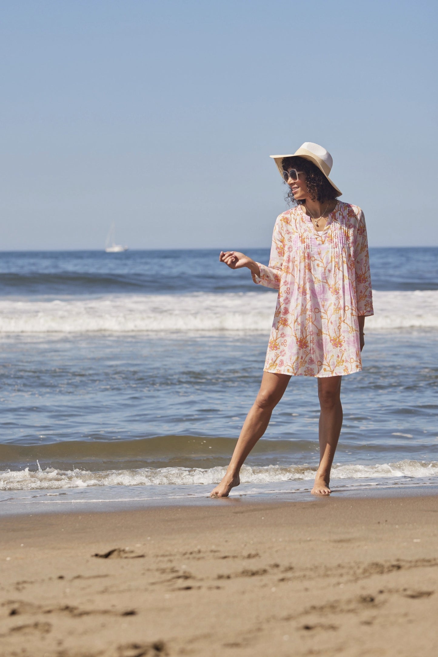Gemma Pink Pintuck Beach Cover Up - By RockFlowerPaper®