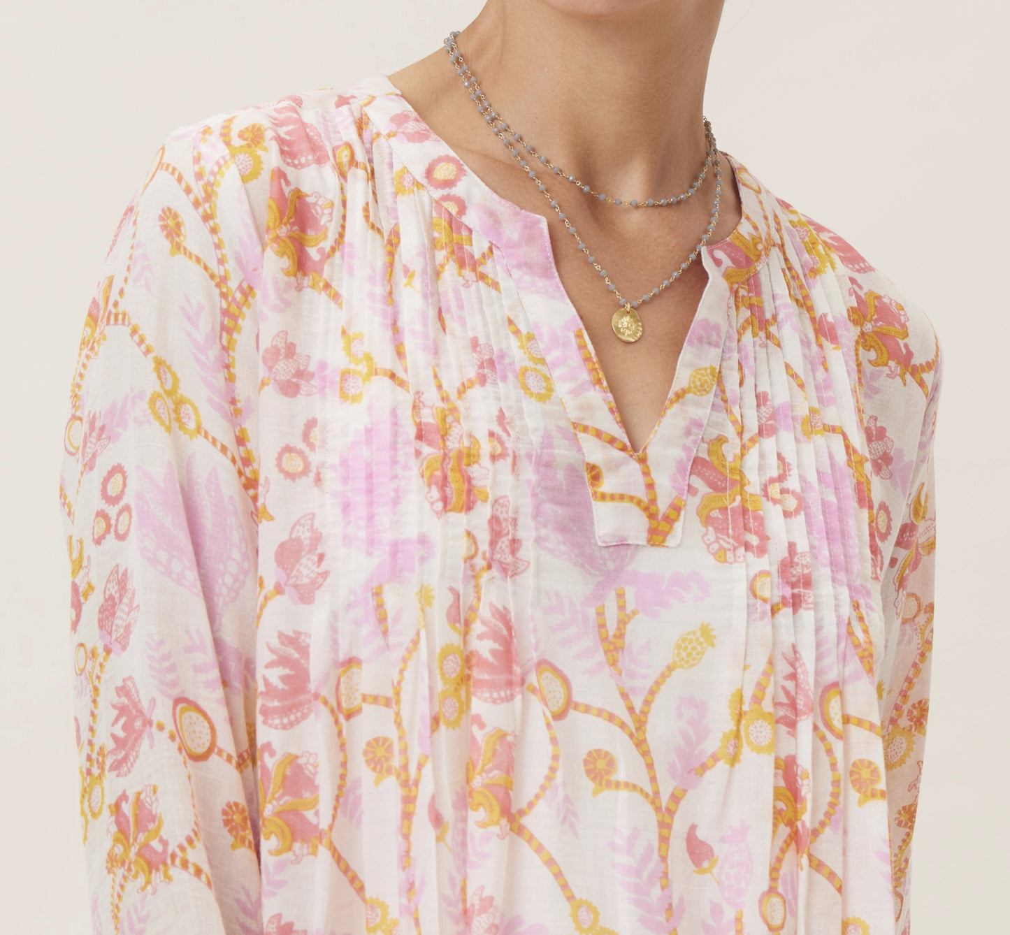 Gemma Pink Pintuck Beach Cover Up - By RockFlowerPaper®