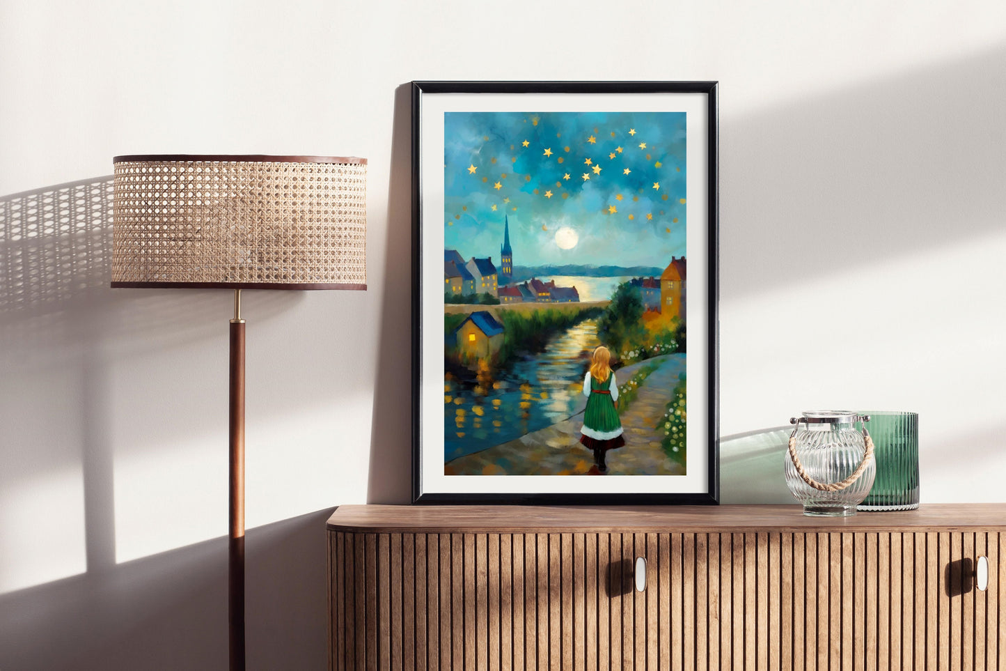 Girl In The Green Dress - Illustrated Print by Thomas Little