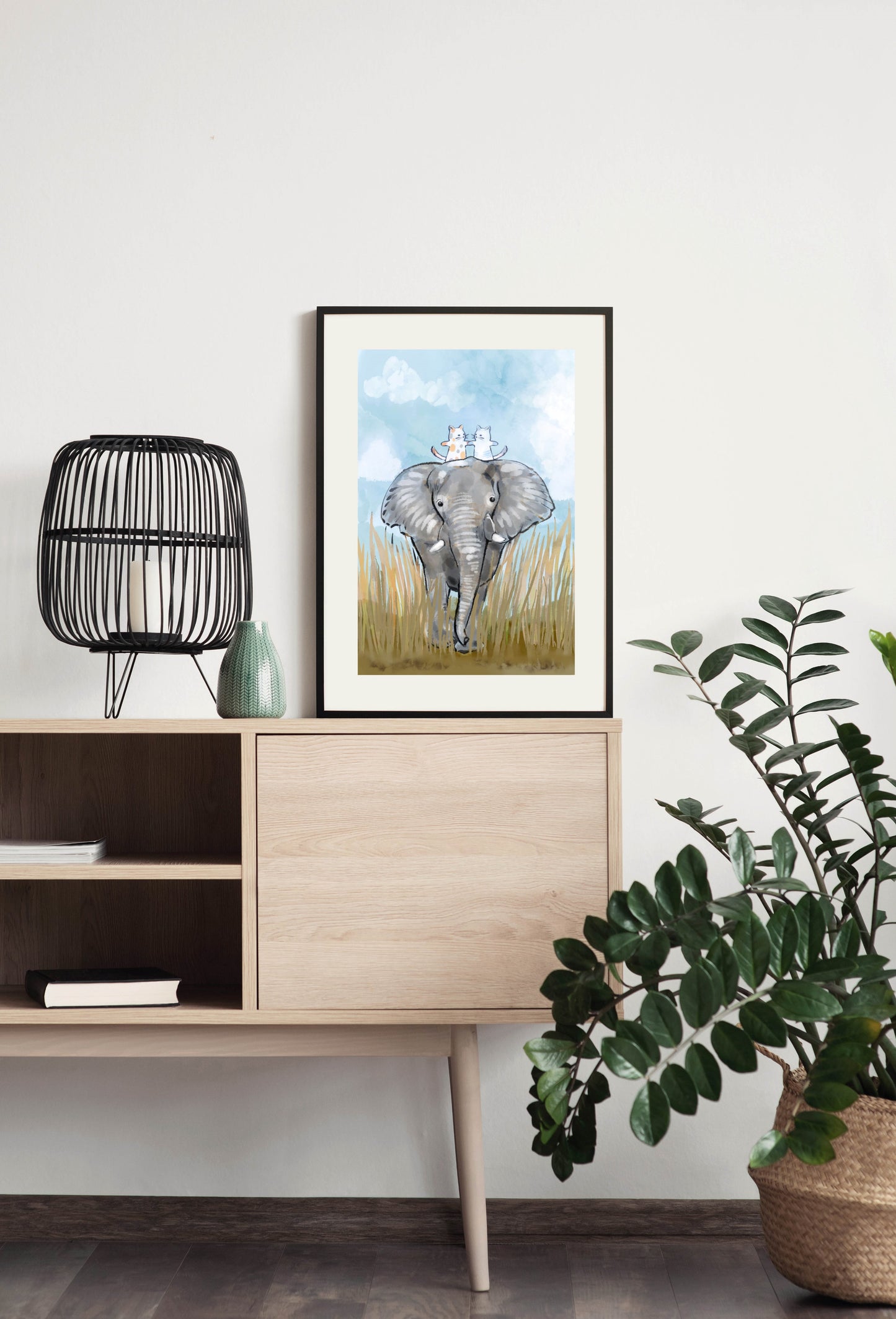 Global Cats in Botswana - Illustrated Print by Thomas Little