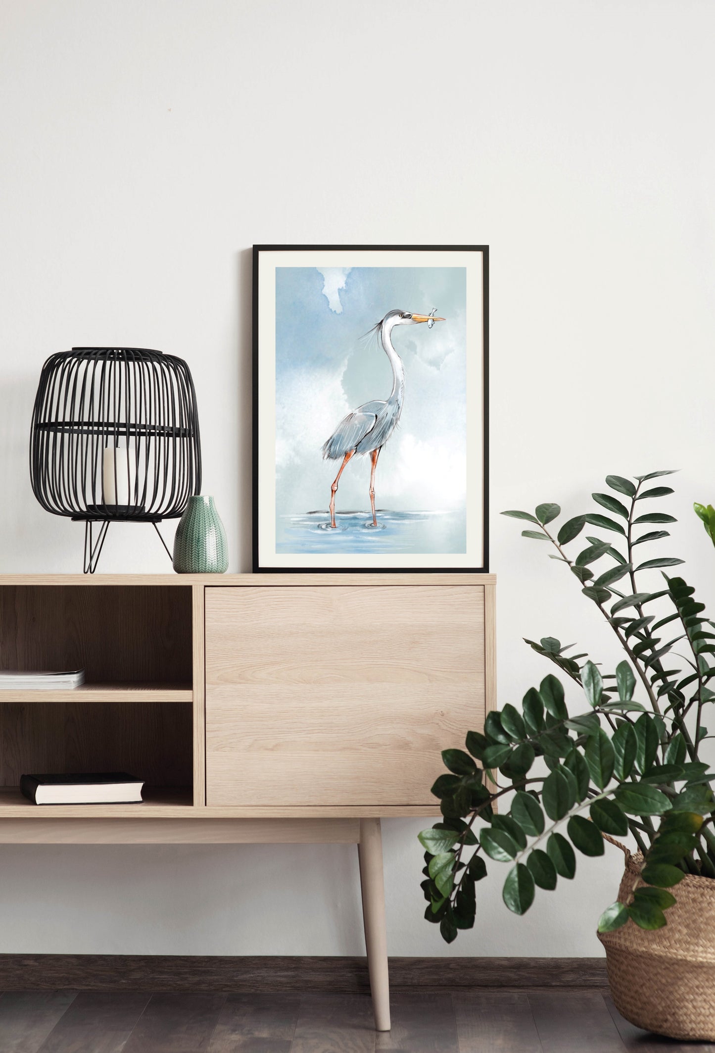 Great Blue - Illustrated Print by Thomas Little