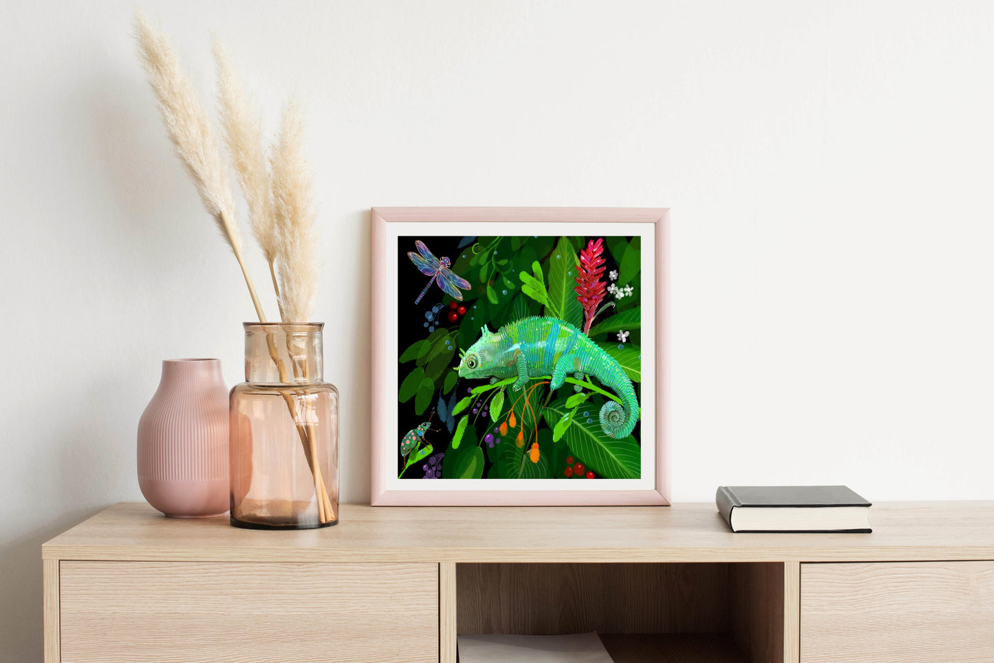 Green Chameleon - Illustrated Print by Thomas Little