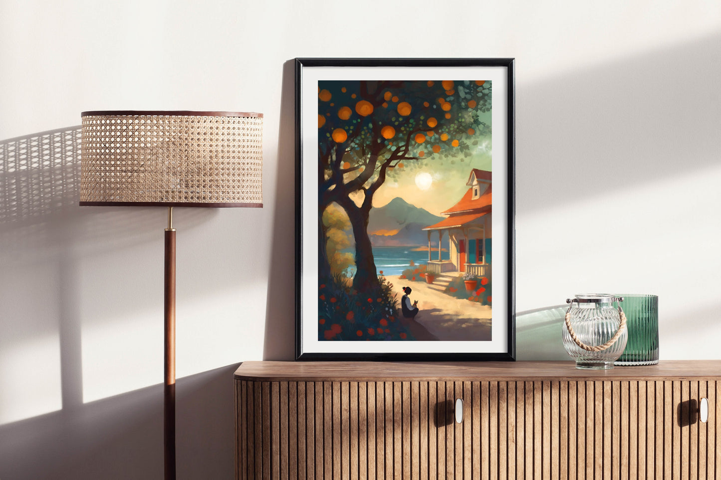 In The Shade of an Orange Tree - Illustrated Print by Thomas Little