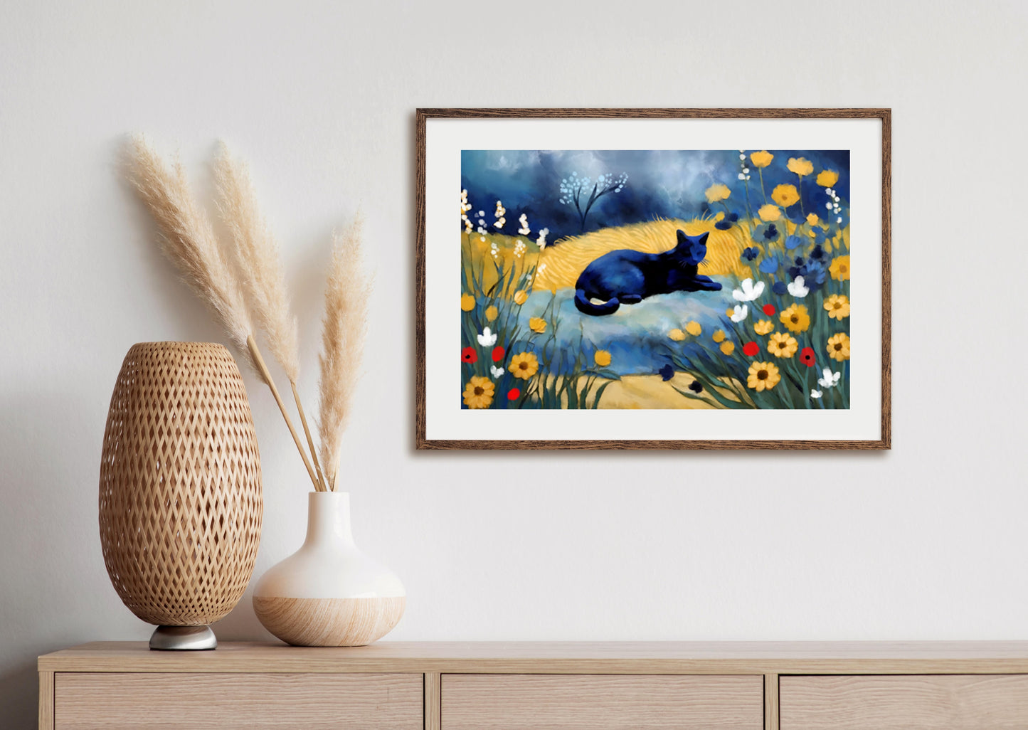 Indigo Cat - Illustrated Print by Thomas Little