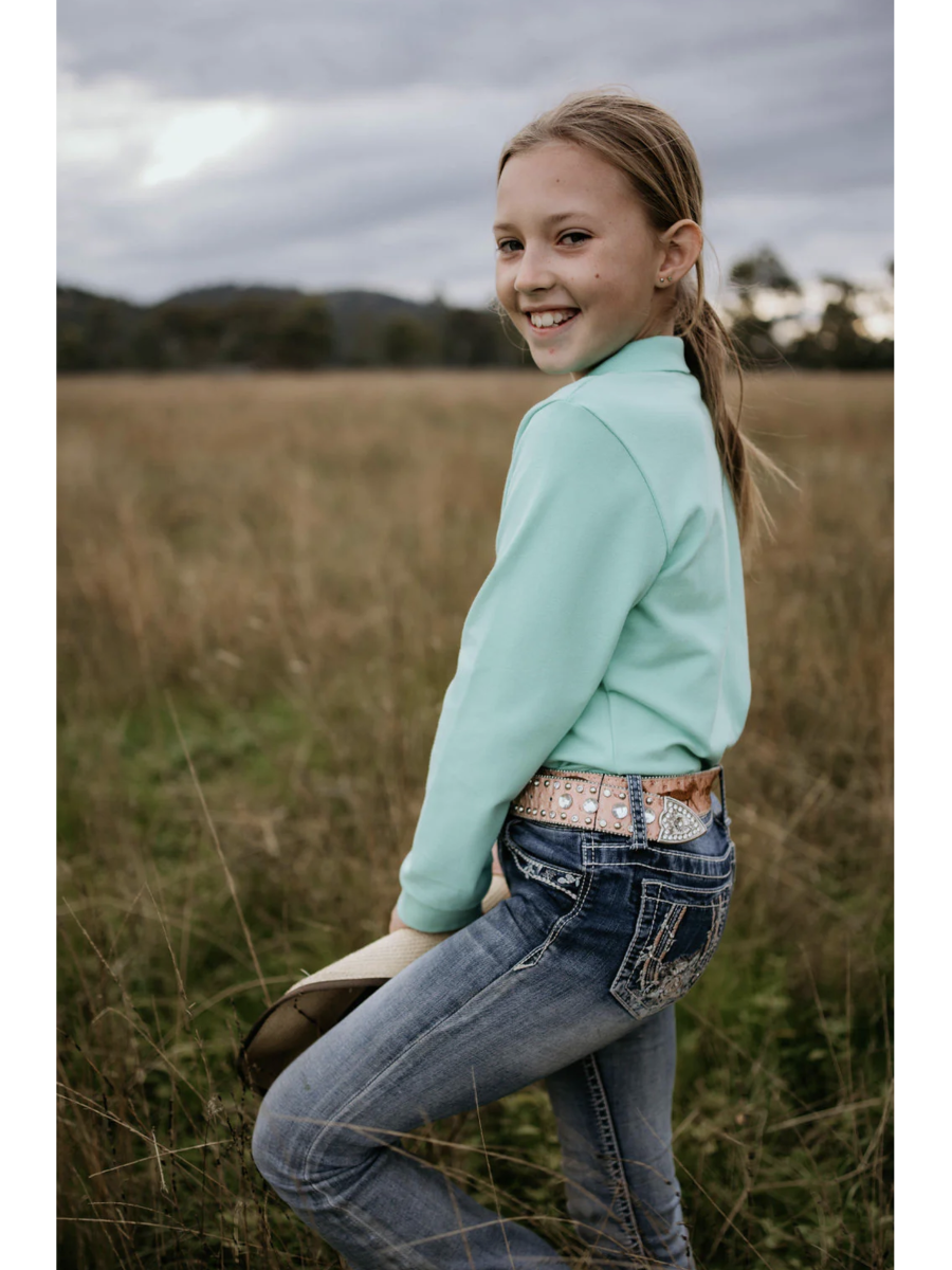 Jill Jnr - Lush Mint Contrast Long Sleeve Polo - Baby & Toddler
