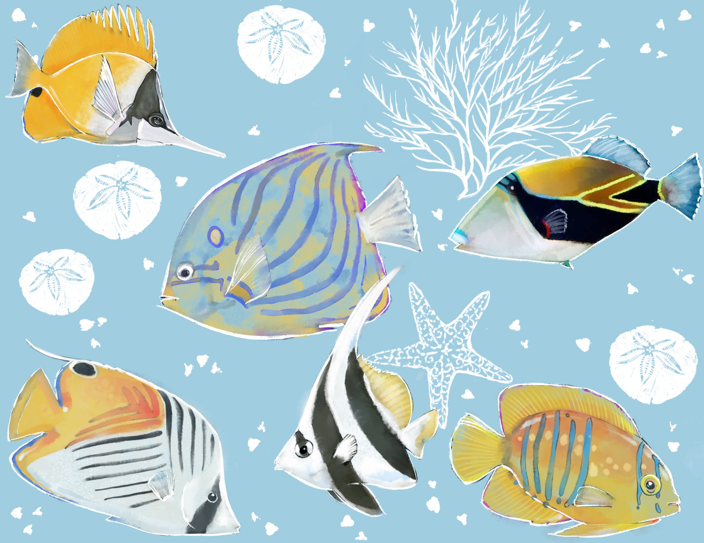 Kauai Reef - Little Ocean Blue Studio - Fabric By The Yard - 100% Cotton