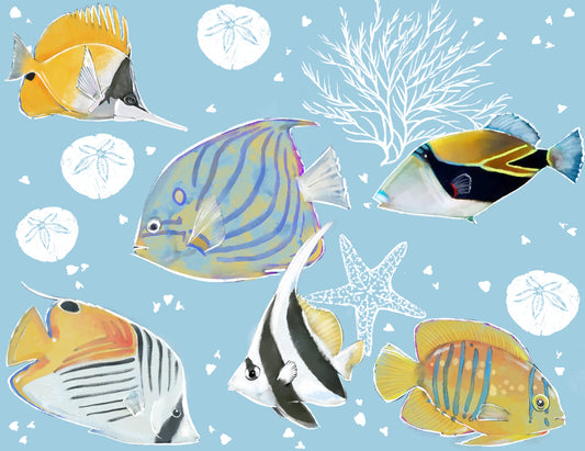 Kauai Reef - Little Ocean Blue Studio - Fabric By The Yard - 100% Cotton