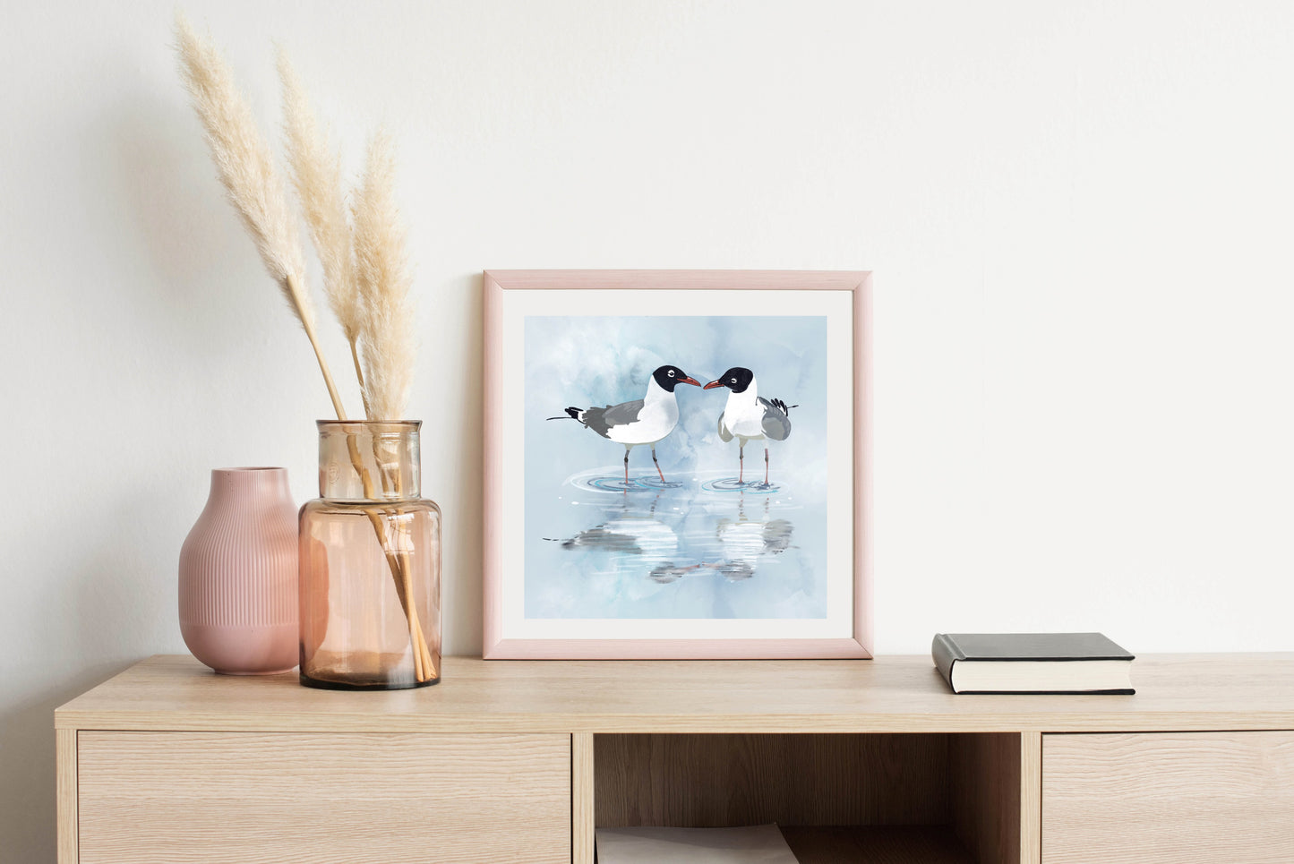 Kissing Laughing Gulls - Illustrated Print by Thomas Little