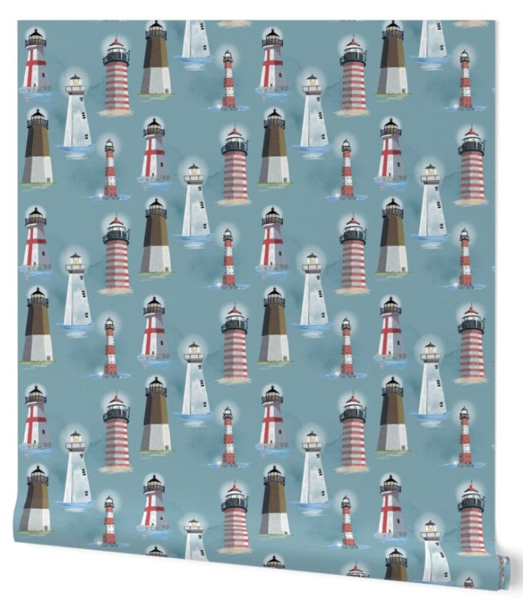 Lighthouses Wallpaper – Little Ocean Blue Studio