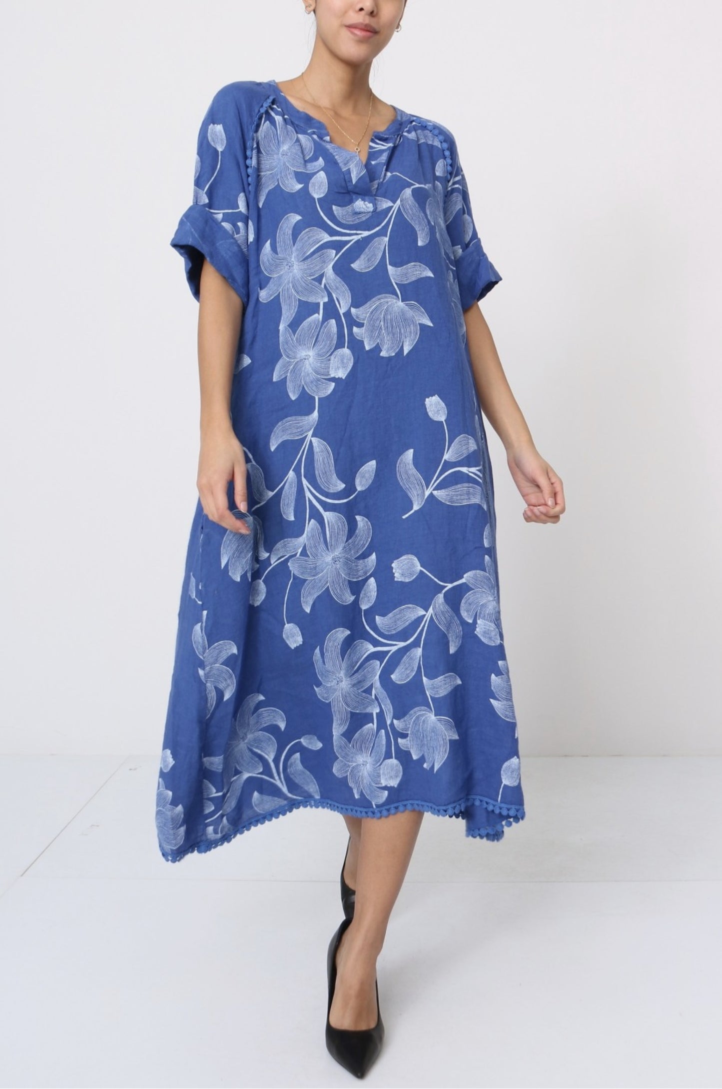 Linen Floral Long Dress - By LEA & LUC®