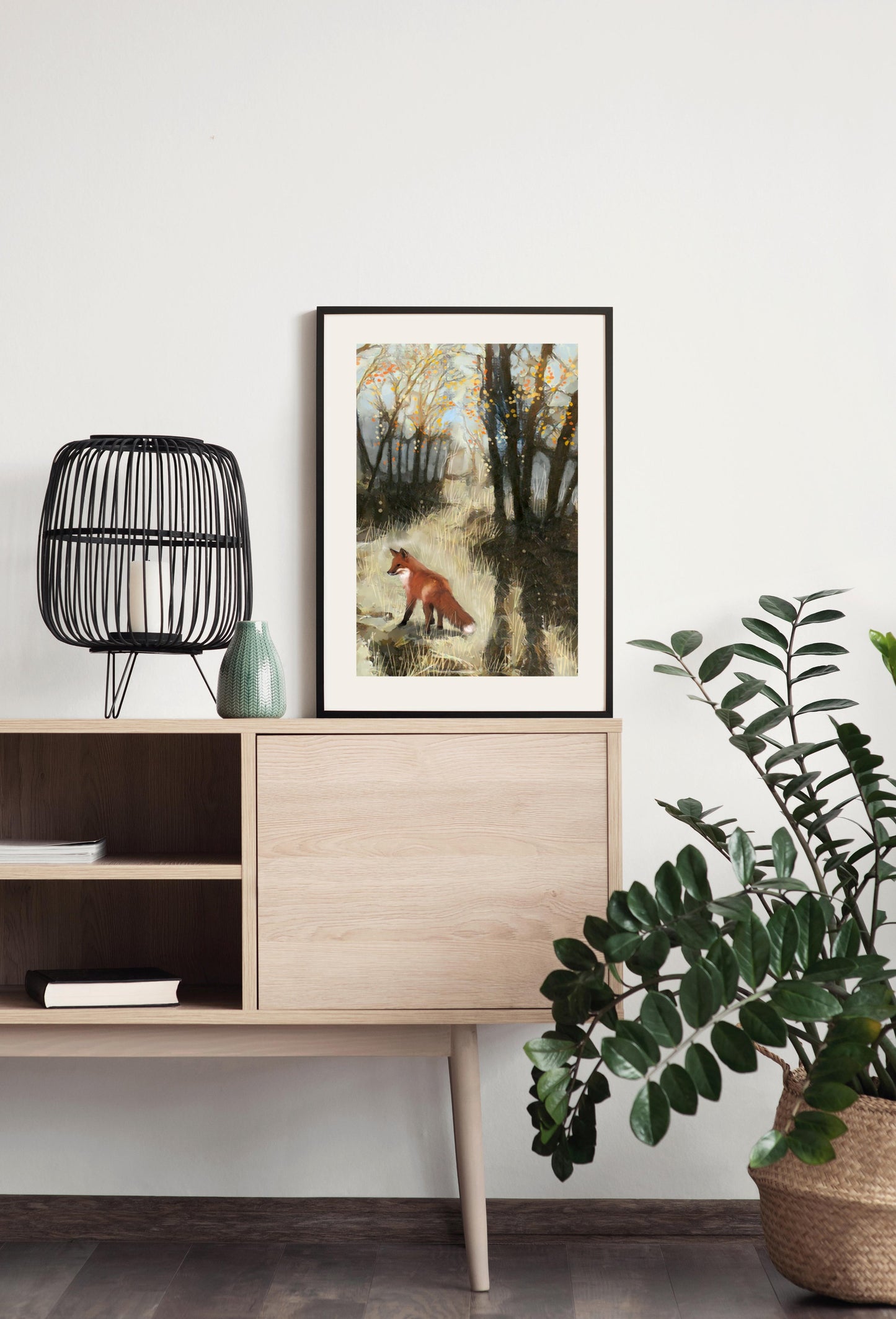 Little Fox in Dry Grass - Illustrated Print by Thomas Little