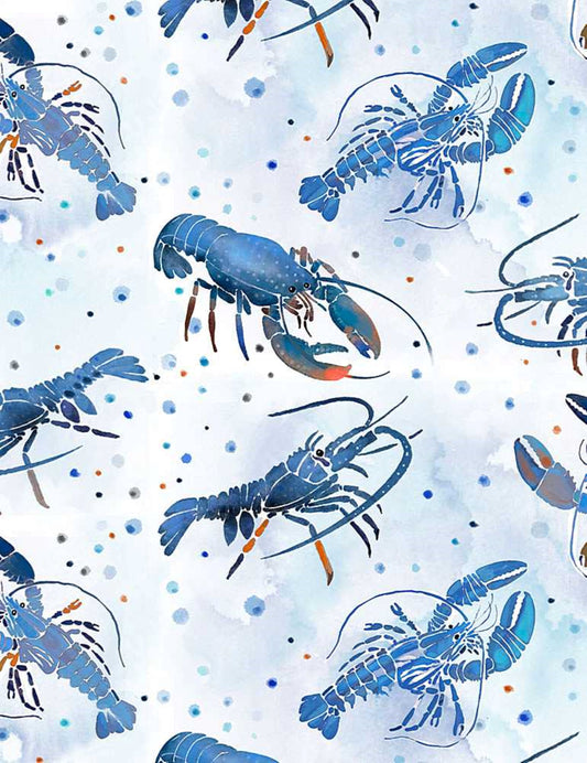 Lobsters - Little Ocean Blue Studio - Fabric By The Yard - 100% Cotton - CD1301