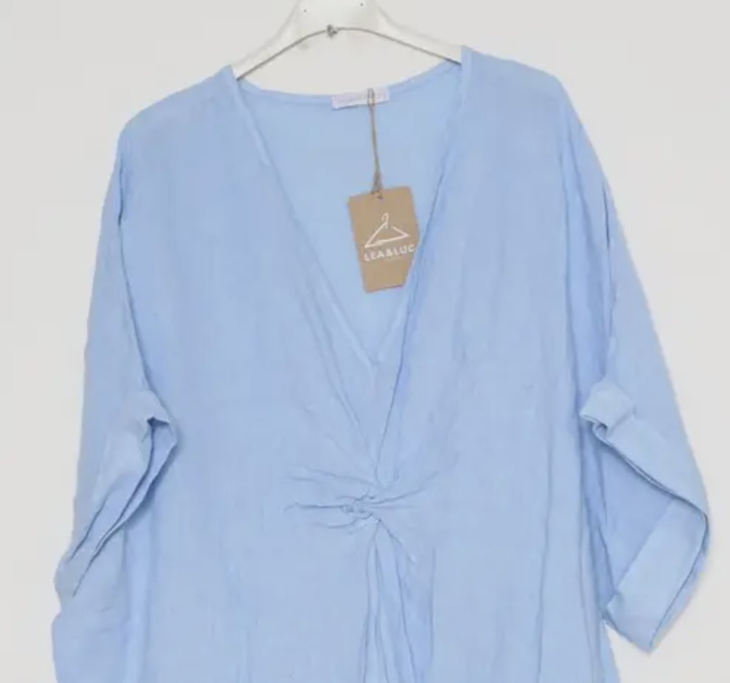 Long Dress with V-Neck 100% Linen - By LEA & LUC®