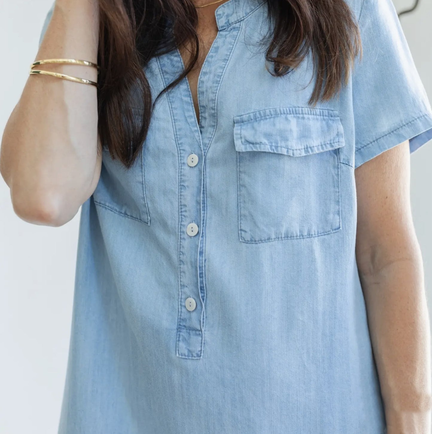 Lyocell Short Sleeve Dress with Pockets - by Splendid Iris Threads®