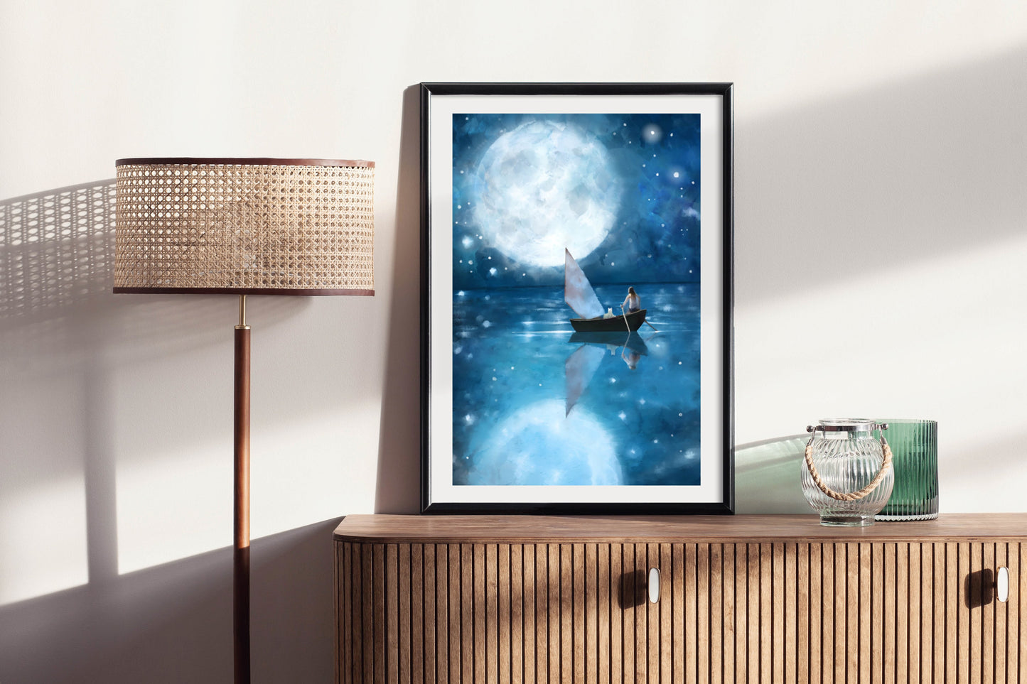 Misty Moon - Illustrated Print by Thomas Little