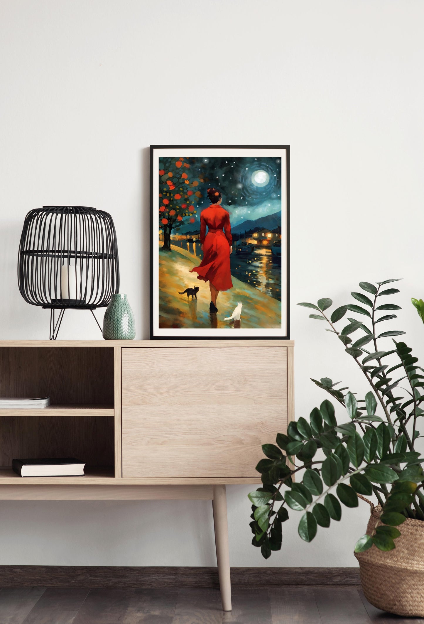 Night Harbor - Illustrated Print by Thomas Little