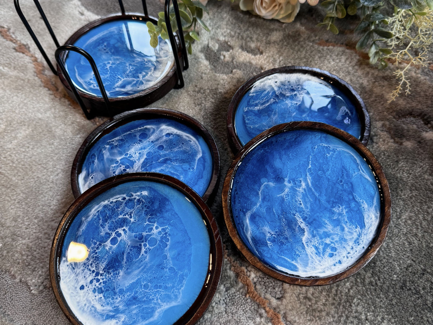 Ocean Coaster Set Made On Maui - Resin Beach Coaster - by TBM Creations LLC