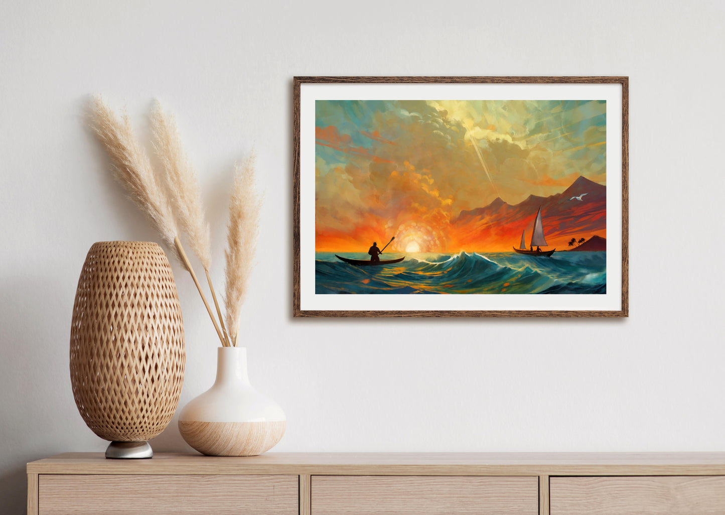 Ocean Sunrise - Illustrated Print by Thomas Little
