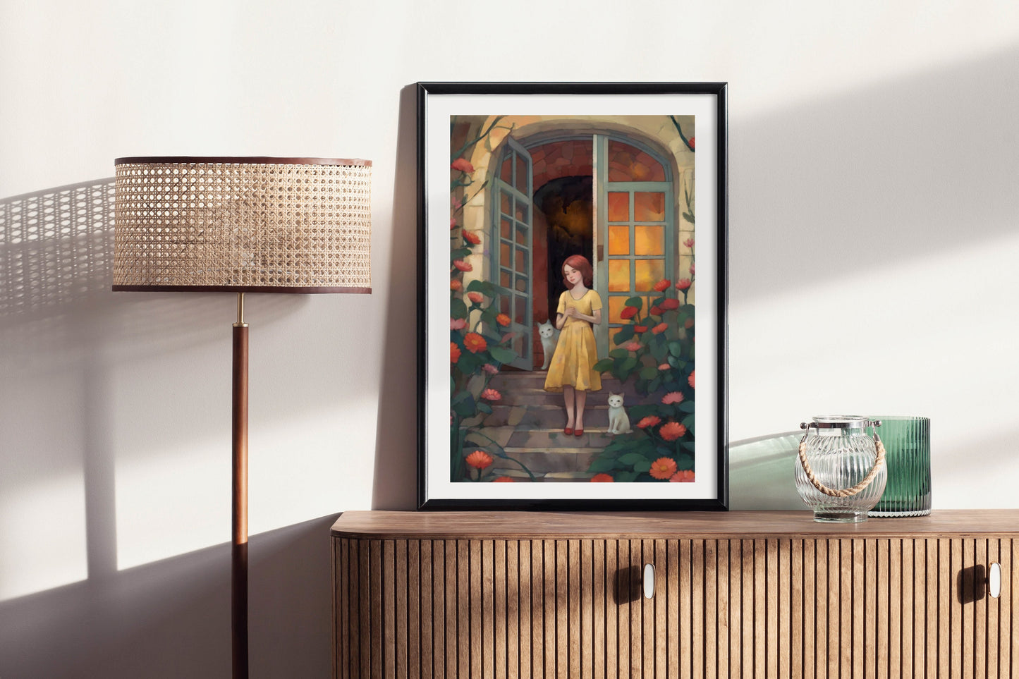 On the Door Step - Illustrated Print by Thomas Little